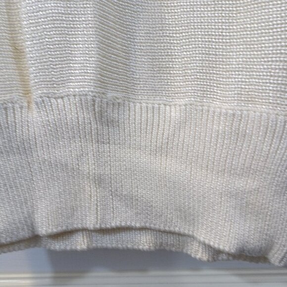 PIERRE CARDIN Ivory Cream Short Sleeve Sweater Lace Detail Sequin Size M Vintage - Picture 5 of 9